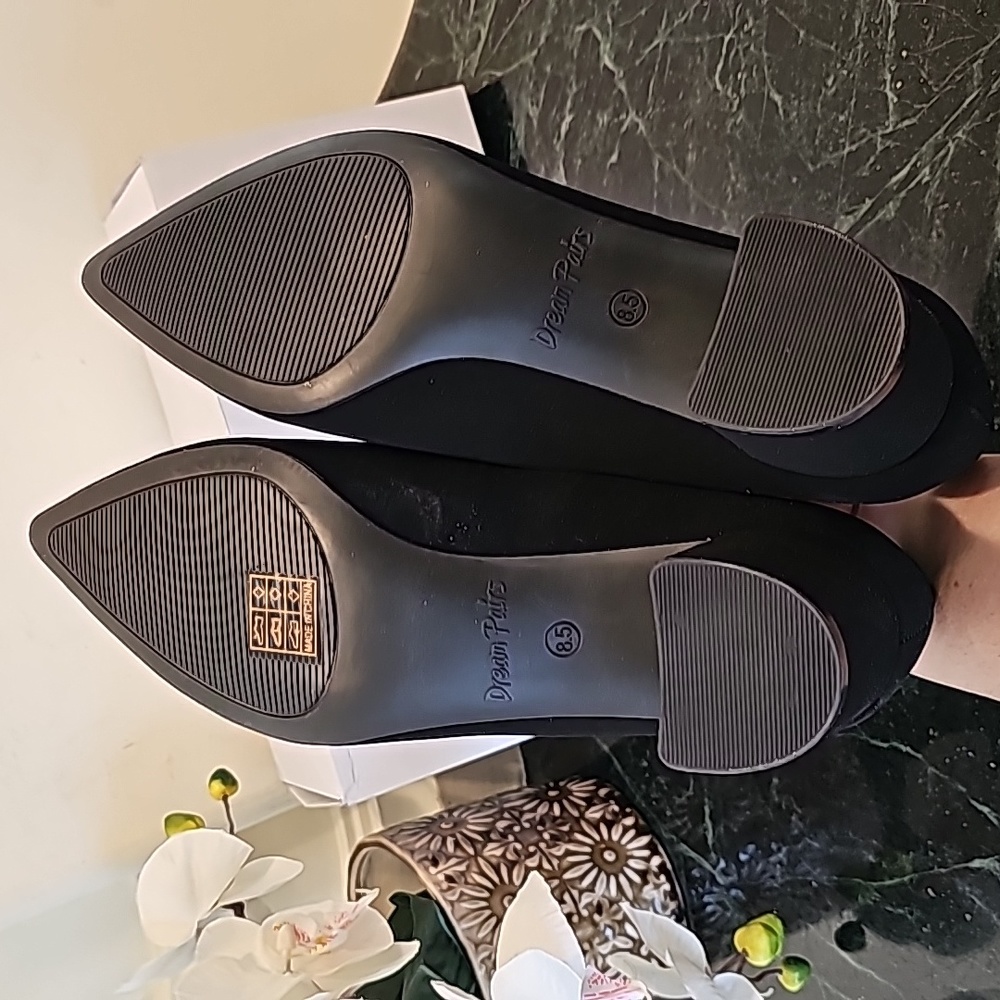 Dream Pairs Closed Toe Block Heel Pumps Black Nubuck PU NIB - Picture 7 of 9